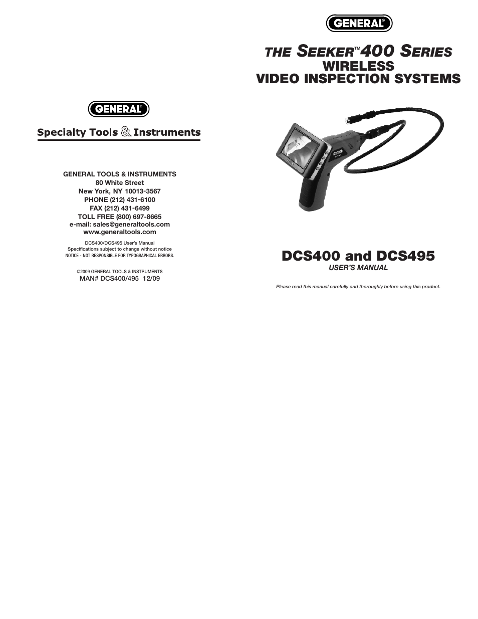 General Tools and Instruments DCS400-495 User Manual | 10 pages