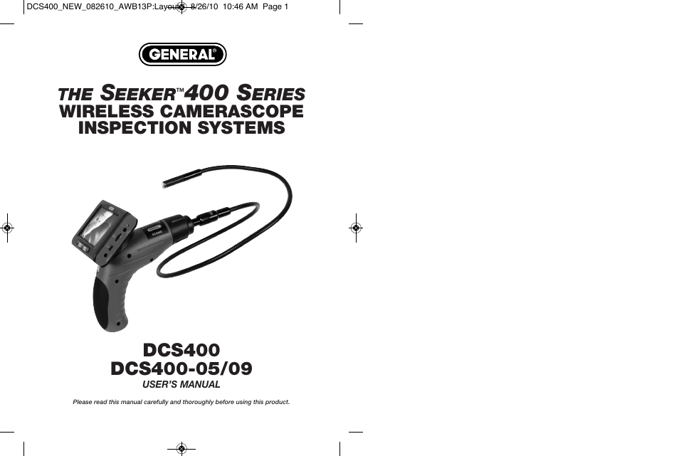 General Tools and Instruments DCS400/DCS400-05/DCS400-09 v.2 User Manual | 13 pages