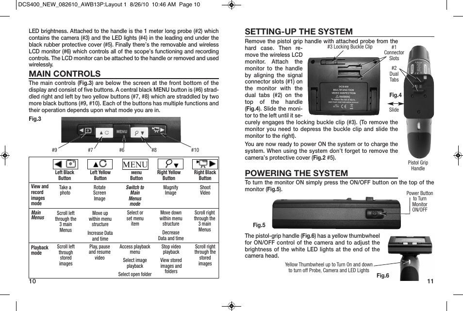 Setting-up the system, Powering the system, Main controls | General Tools and Instruments DCS400/DCS400-05/DCS400-09 v.2 User Manual | Page 6 / 13