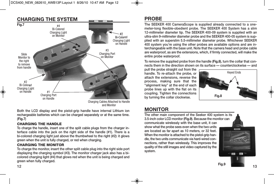 Probe, Monitor, Charging the system | General Tools and Instruments DCS400/DCS400-05/DCS400-09 v.2 User Manual | Page 7 / 13