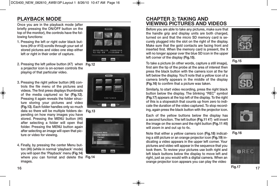 Chapter 3: taking and viewing pictures and videos, Playback mode | General Tools and Instruments DCS400/DCS400-05/DCS400-09 v.2 User Manual | Page 9 / 13