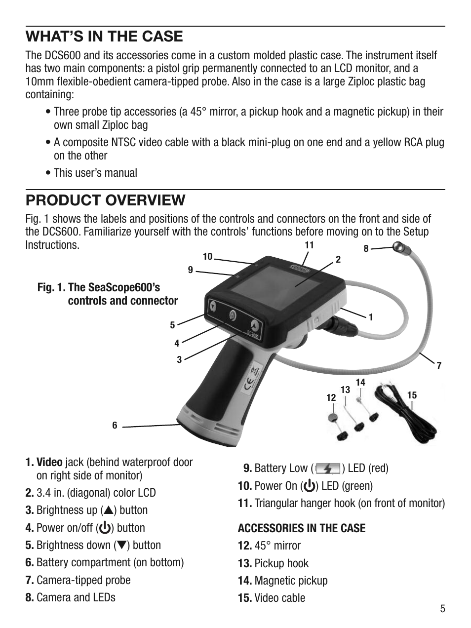 What’s in the case, Product overview | General Tools and Instruments DCS600 User Manual | Page 5 / 12