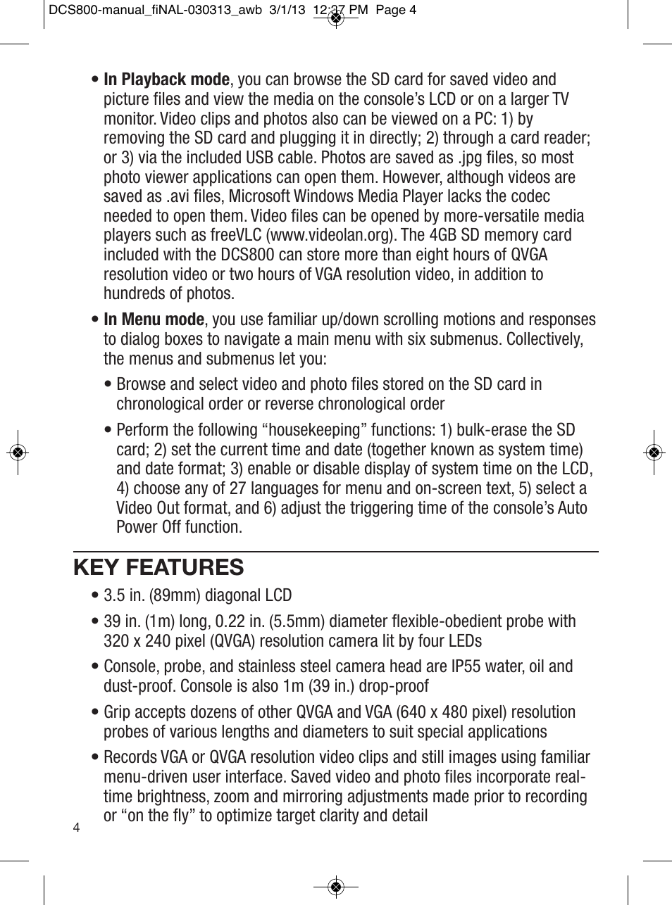 Key features | General Tools and Instruments DCS800 User Manual | Page 4 / 28