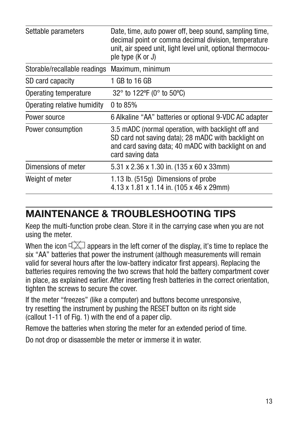 Maintenance & troubleshooting tips | General Tools and Instruments DLAF930SD User Manual | Page 13 / 16
