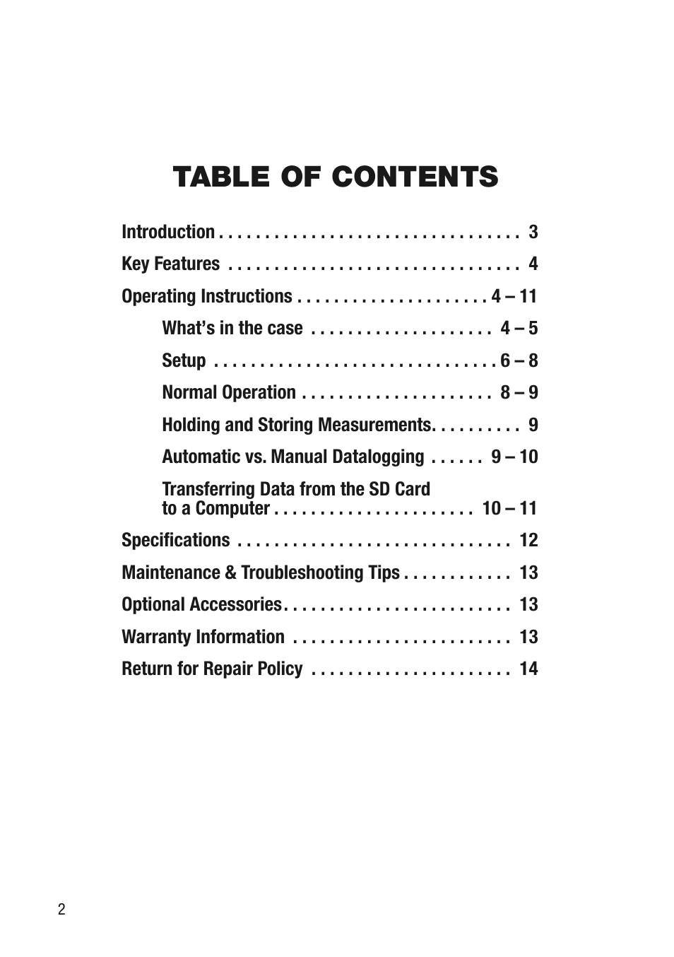 General Tools and Instruments DLM112SD User Manual | Page 2 / 16
