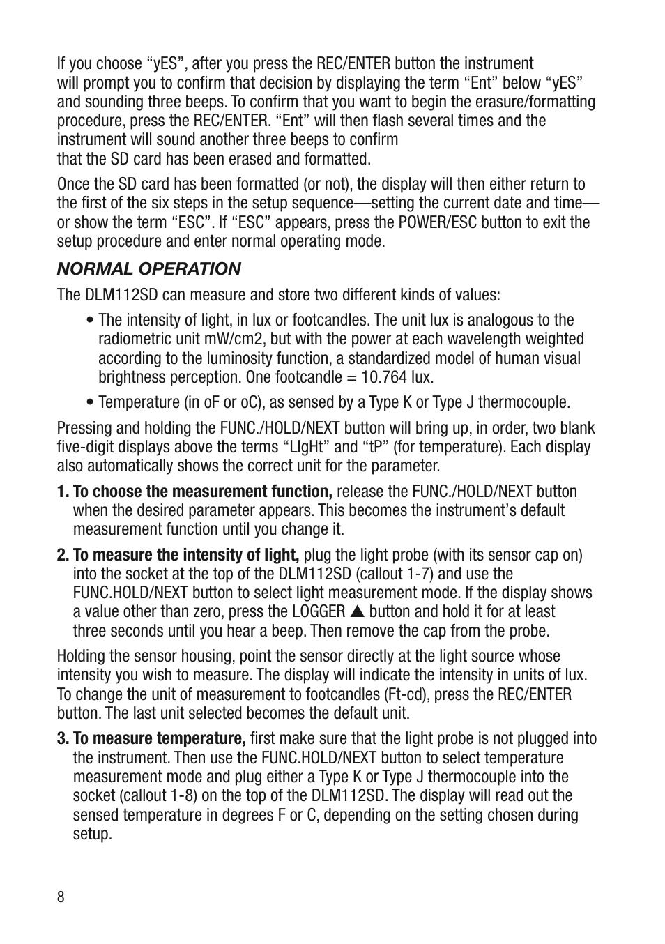 General Tools and Instruments DLM112SD User Manual | Page 8 / 16