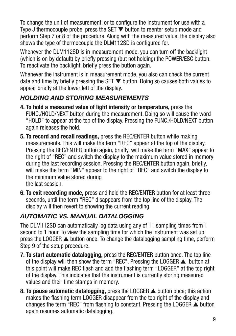 General Tools and Instruments DLM112SD User Manual | Page 9 / 16