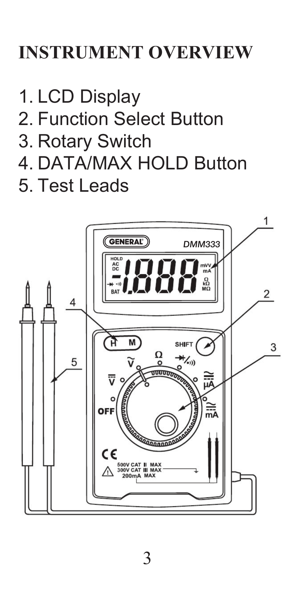 General Tools and Instruments DMM333 User Manual | Page 3 / 28