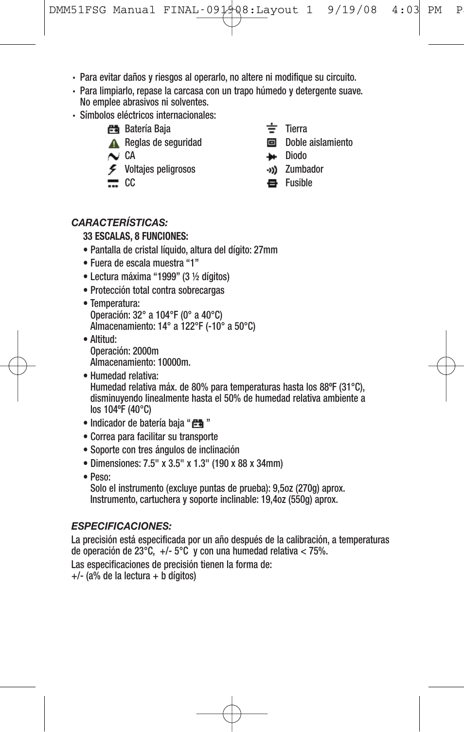 General Tools and Instruments DMM51FSG User Manual | Page 10 / 24