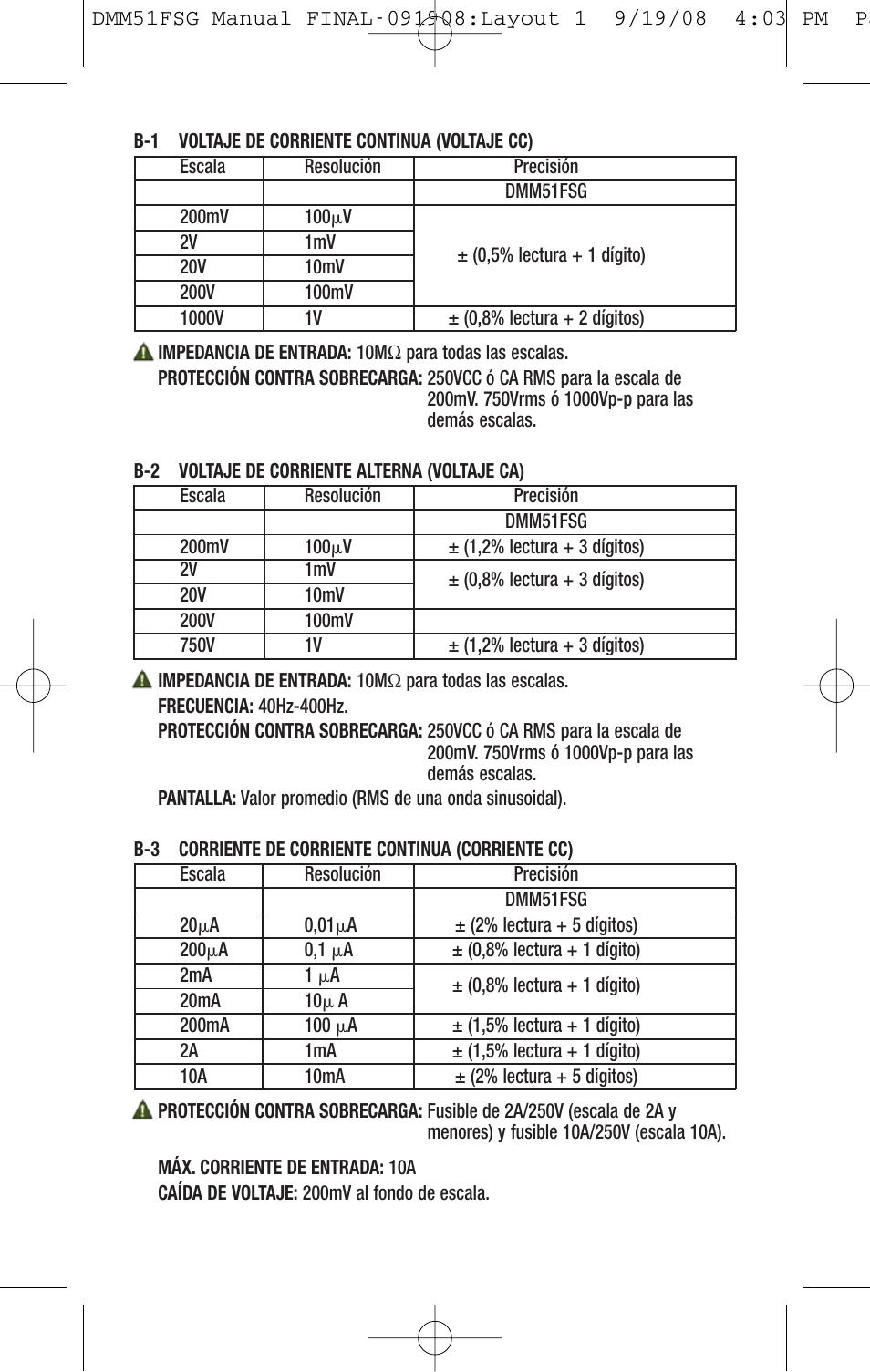 General Tools and Instruments DMM51FSG User Manual | Page 11 / 24