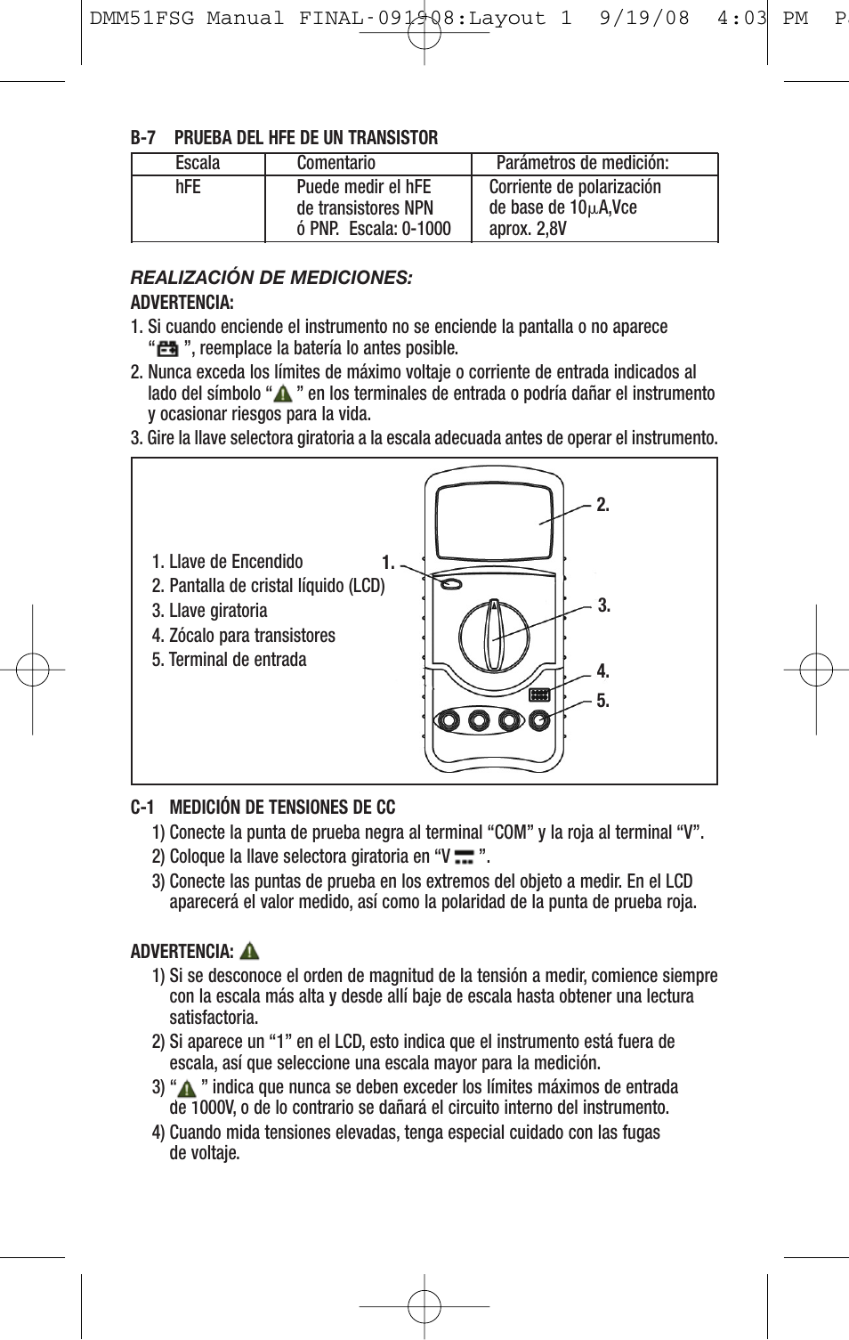 General Tools and Instruments DMM51FSG User Manual | Page 13 / 24