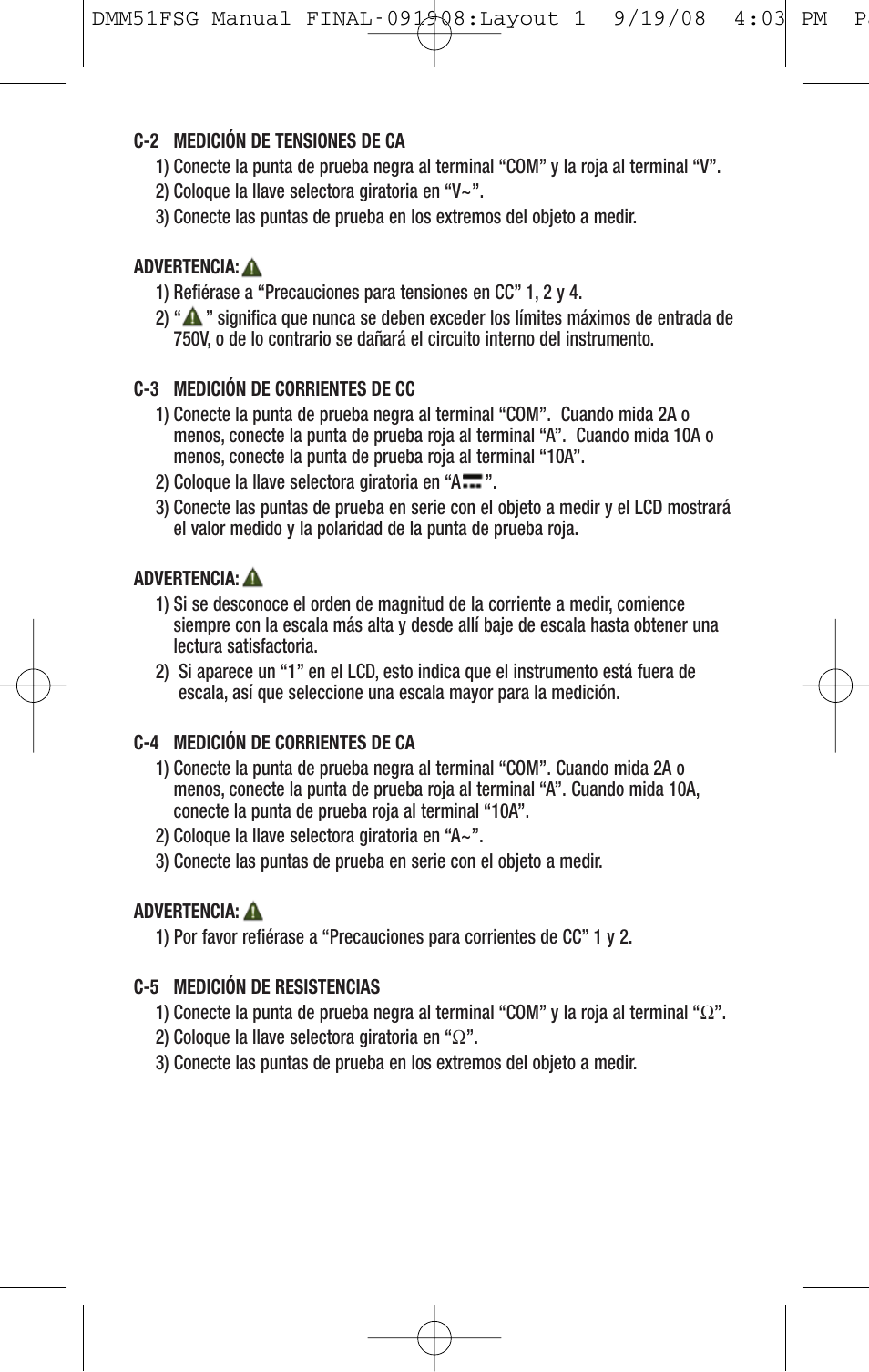 General Tools and Instruments DMM51FSG User Manual | Page 14 / 24