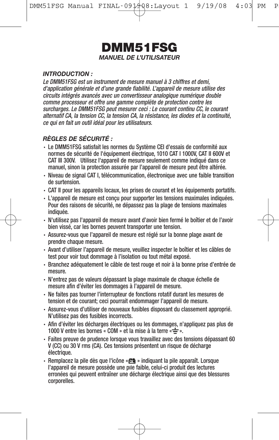 Dmm51fsg | General Tools and Instruments DMM51FSG User Manual | Page 17 / 24