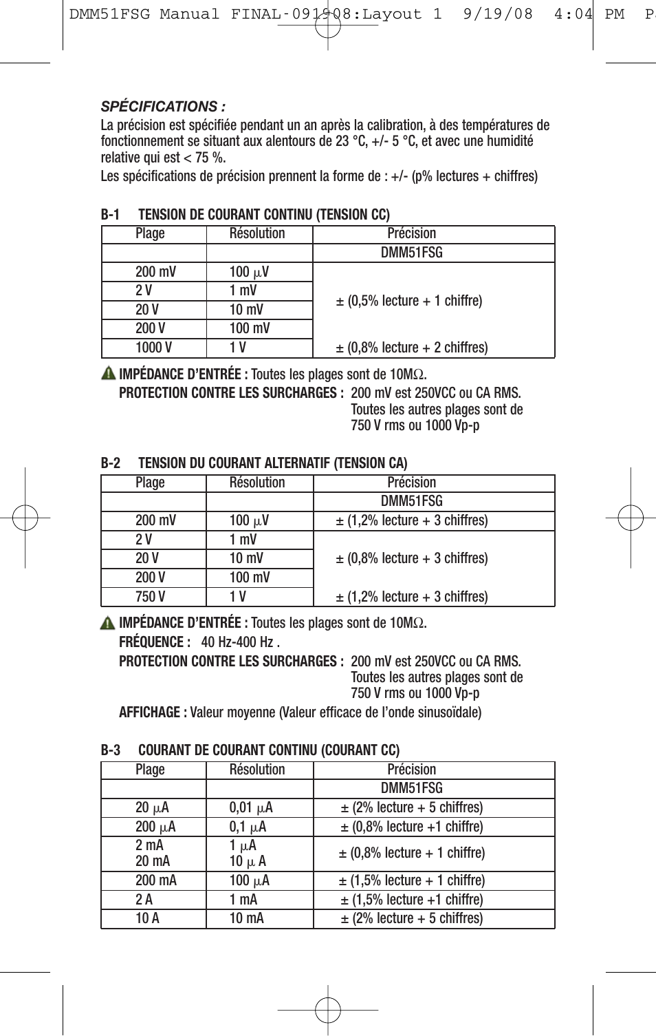 General Tools and Instruments DMM51FSG User Manual | Page 19 / 24