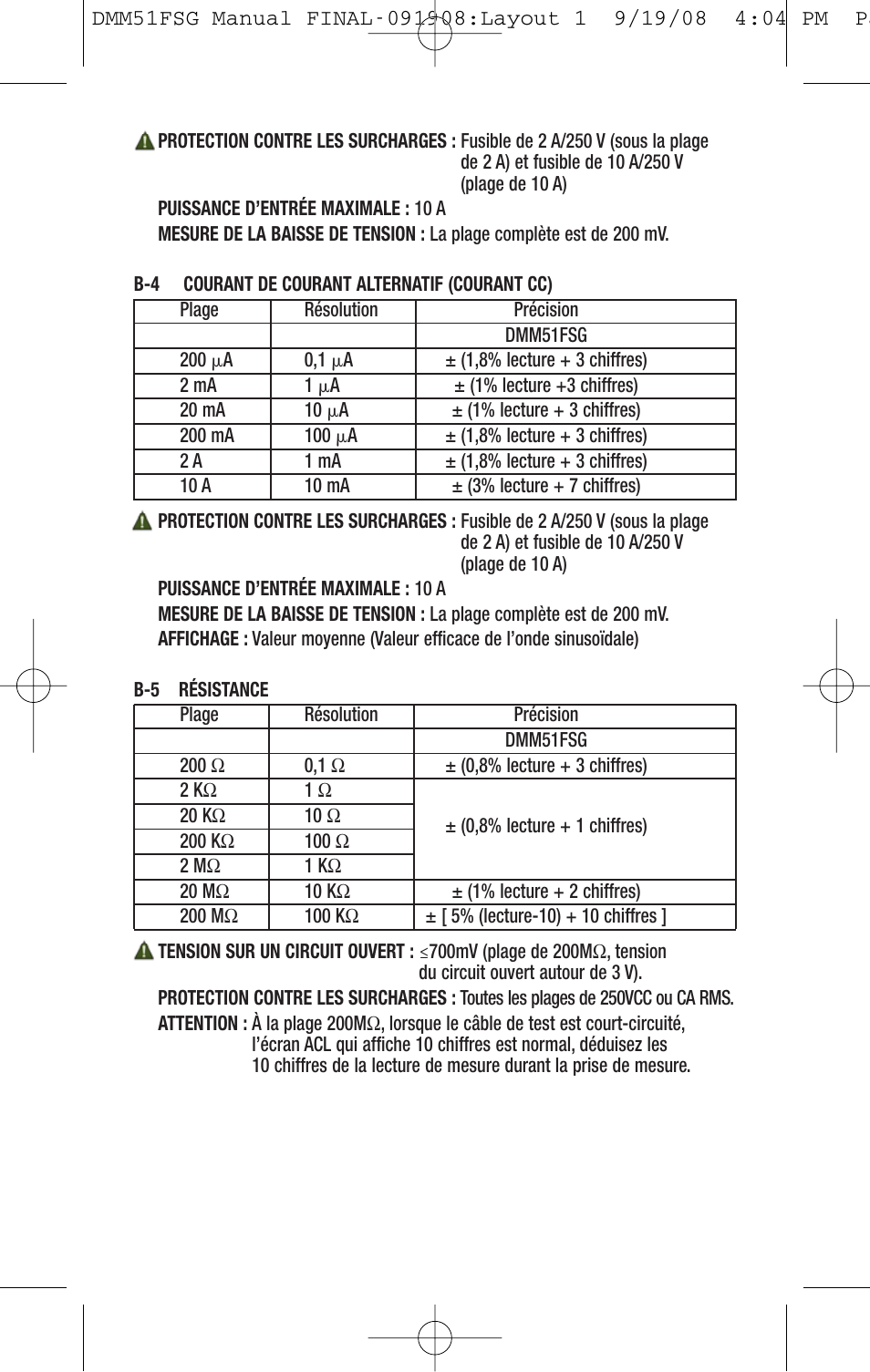 General Tools and Instruments DMM51FSG User Manual | Page 20 / 24