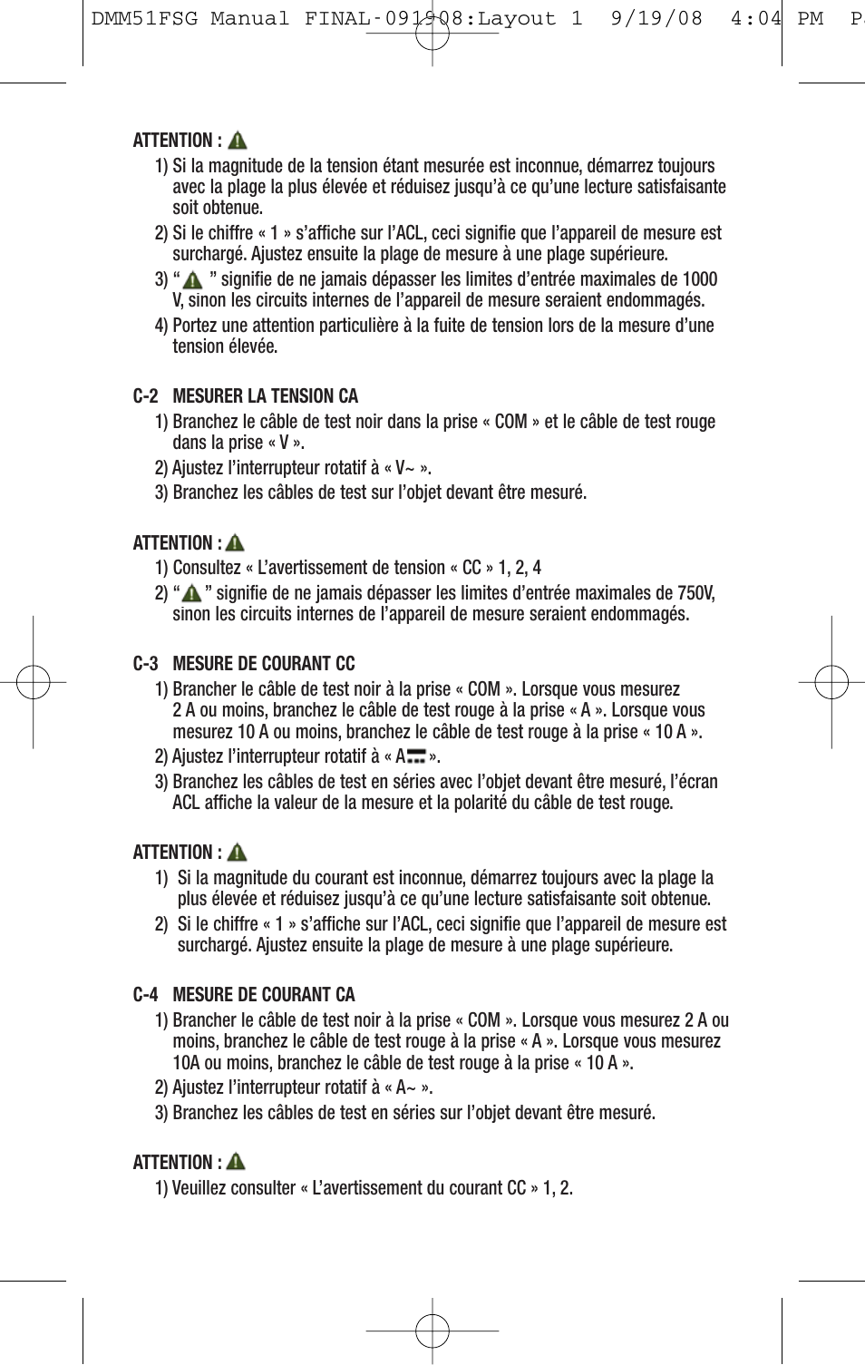 General Tools and Instruments DMM51FSG User Manual | Page 22 / 24