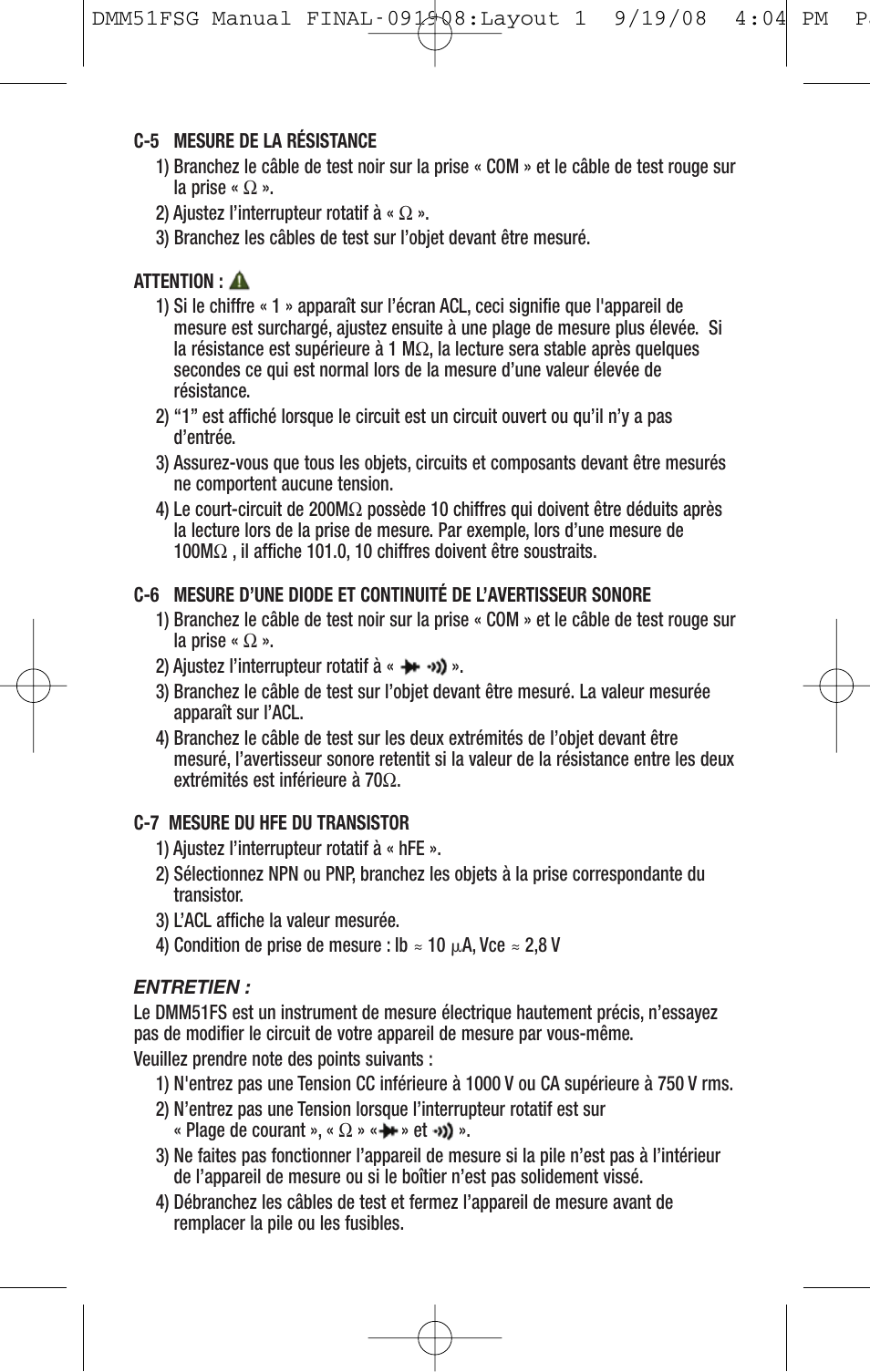 General Tools and Instruments DMM51FSG User Manual | Page 23 / 24