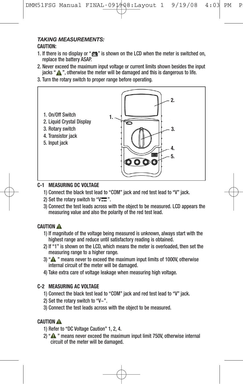 General Tools and Instruments DMM51FSG User Manual | Page 6 / 24