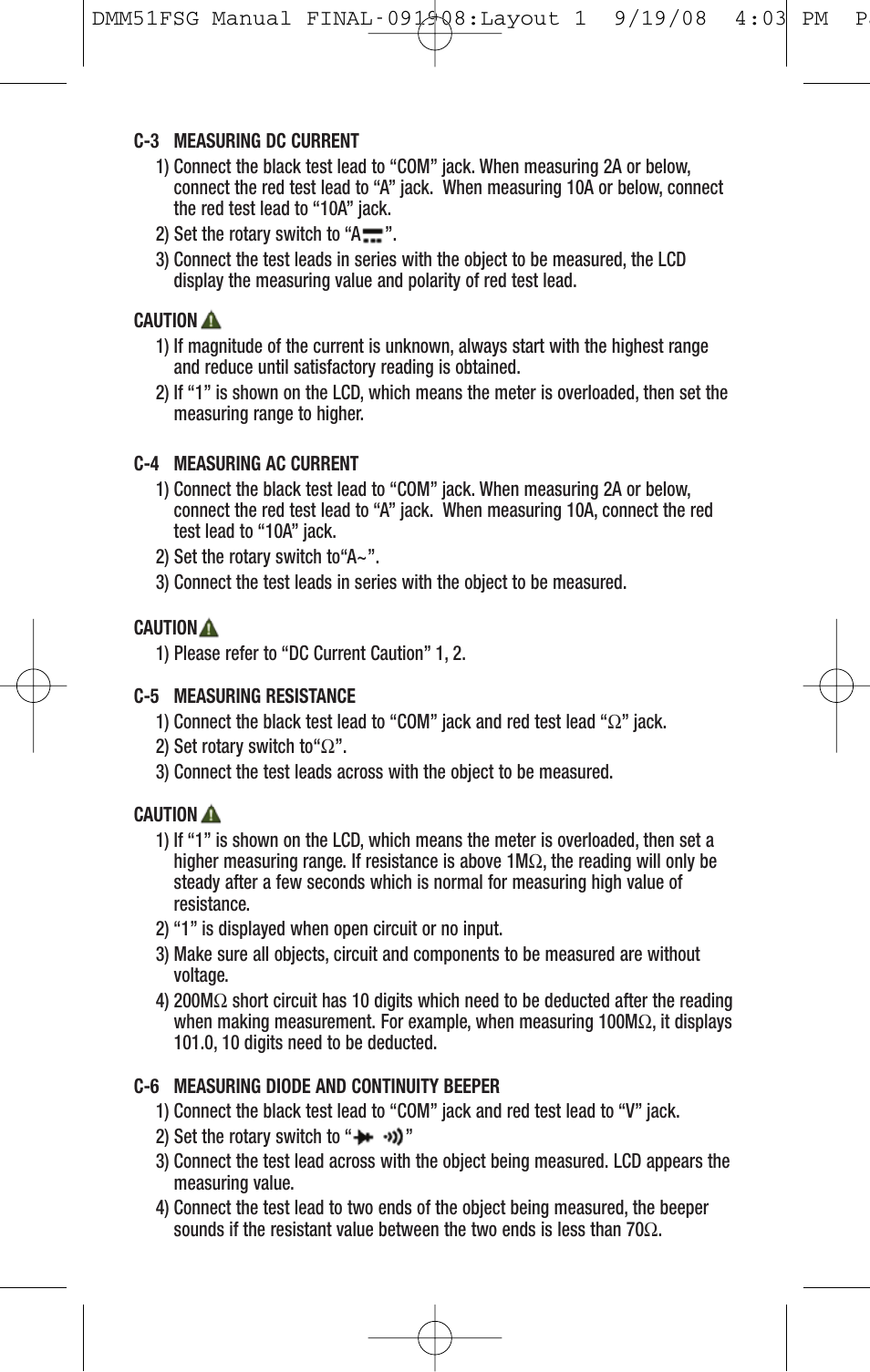 General Tools and Instruments DMM51FSG User Manual | Page 7 / 24