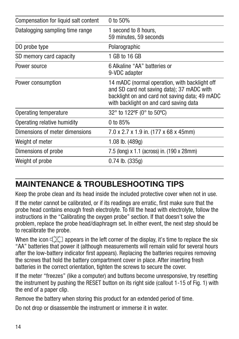 Maintenance & troubleshooting tips | General Tools and Instruments DOM5512SD User Manual | Page 14 / 16