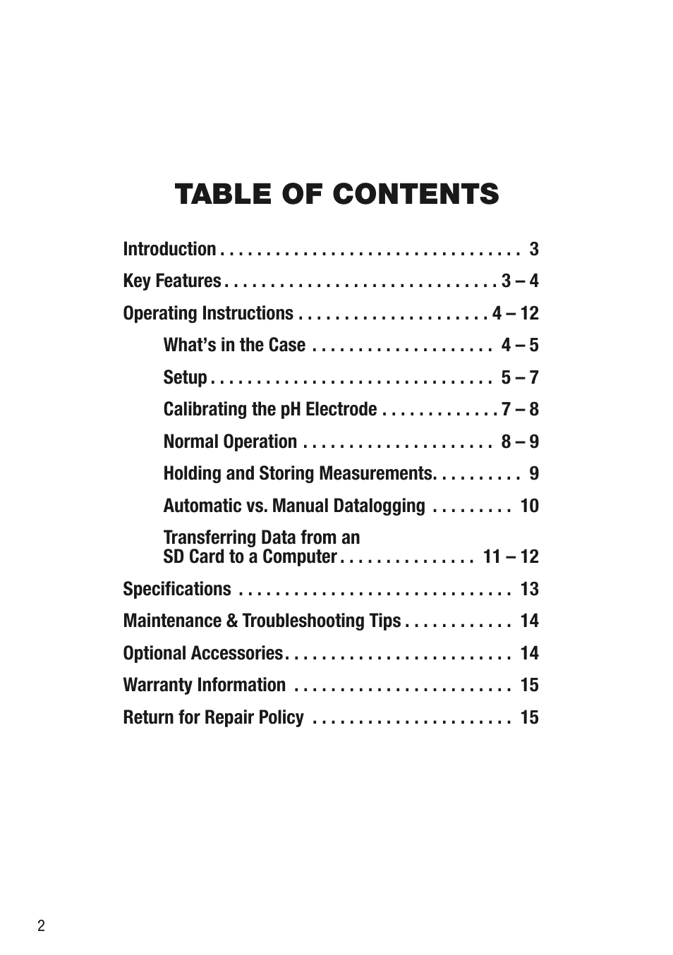 General Tools and Instruments DPH230SD User Manual | Page 2 / 16