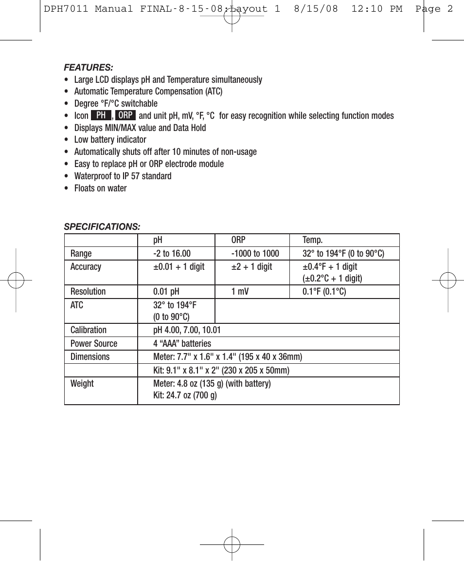 General Tools and Instruments DPH7011 User Manual | Page 2 / 8