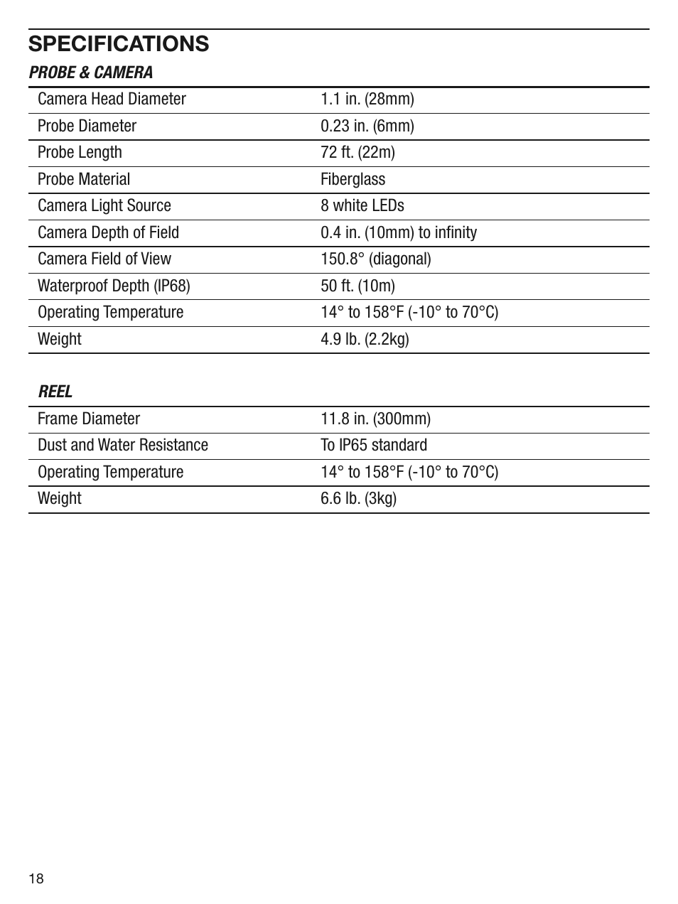 Specifications | General Tools and Instruments DPS16 User Manual | Page 18 / 24