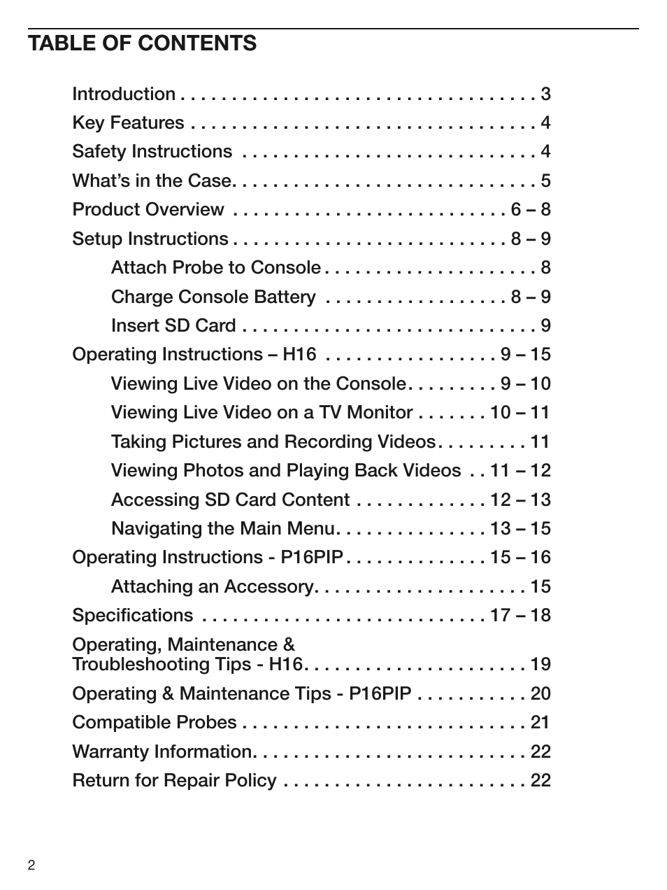 General Tools and Instruments DPS16 User Manual | Page 2 / 24