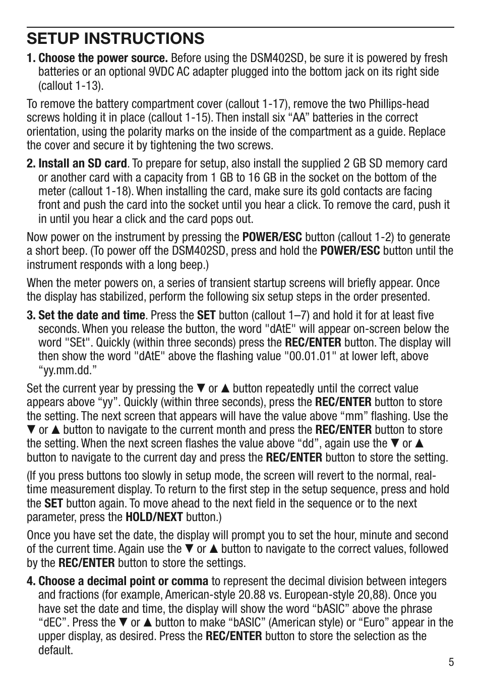 Setup instructions | General Tools and Instruments DSM402SD User Manual | Page 5 / 12