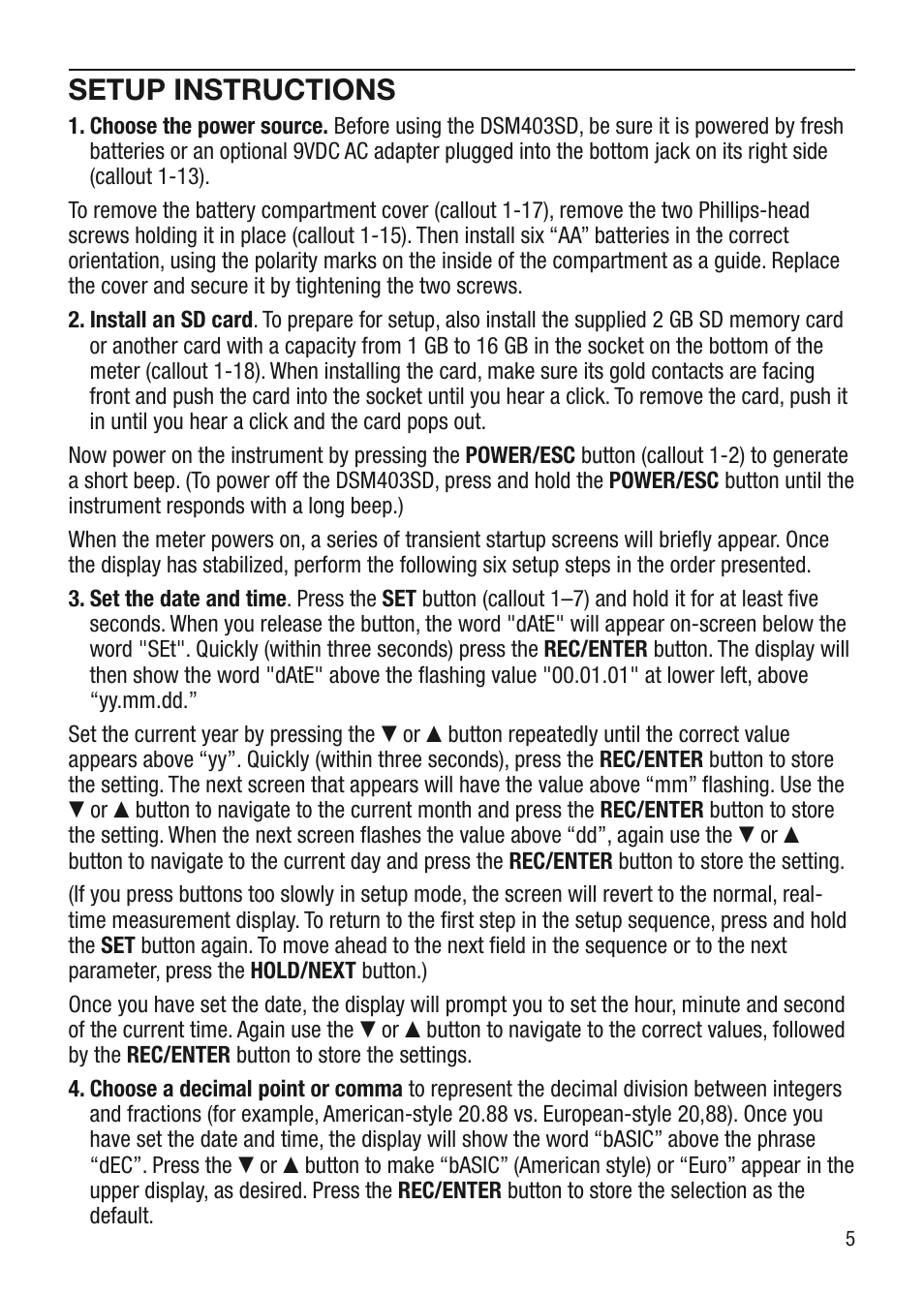 Setup instructions | General Tools and Instruments DSM403SD User Manual | Page 5 / 12