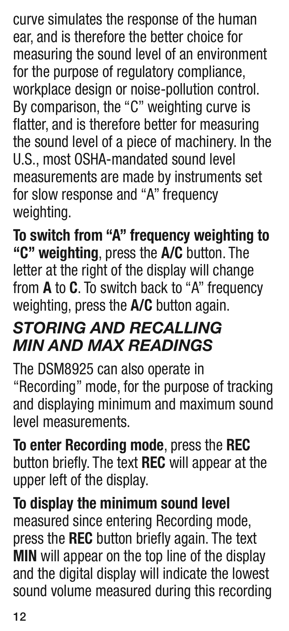 General Tools and Instruments DSM8925 User Manual | Page 12 / 20