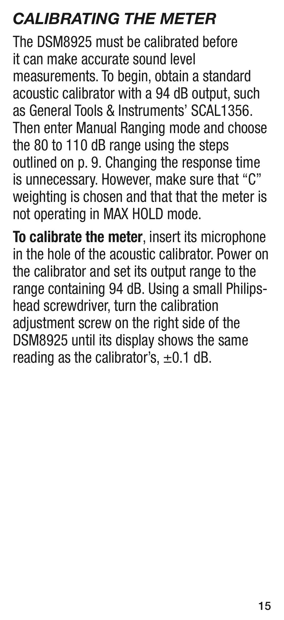 General Tools and Instruments DSM8925 User Manual | Page 15 / 20