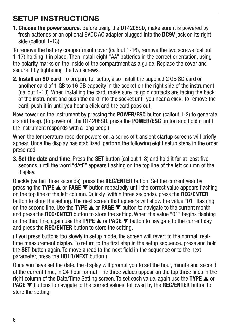 Setup instructions | General Tools and Instruments DT4208SD User Manual | Page 6 / 16