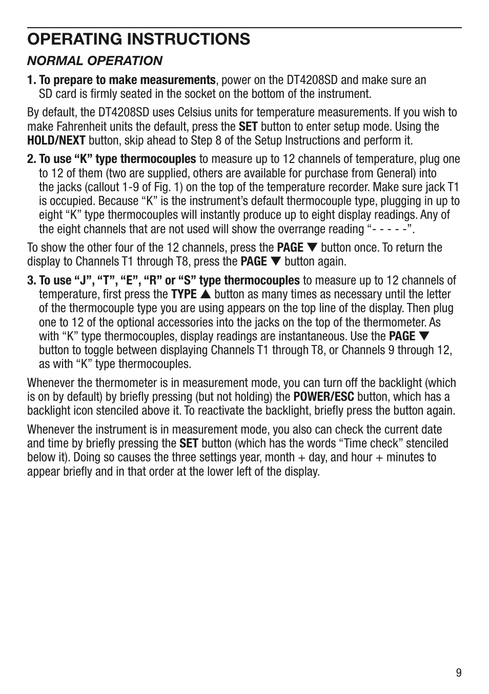 Operating instructions | General Tools and Instruments DT4208SD User Manual | Page 9 / 16