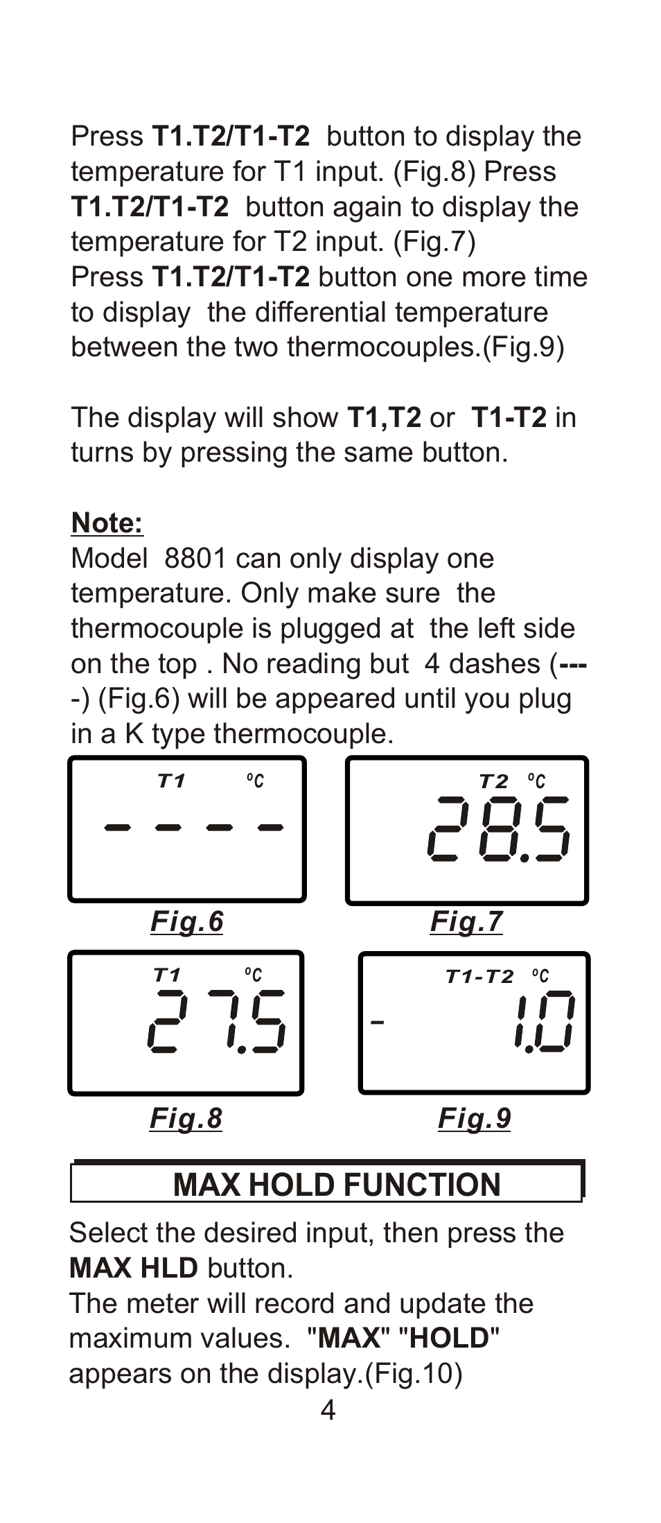 Max hold function, Fig.6 fig.7 fig.8 fig.9 | General Tools and Instruments DT8803 User Manual | Page 5 / 9