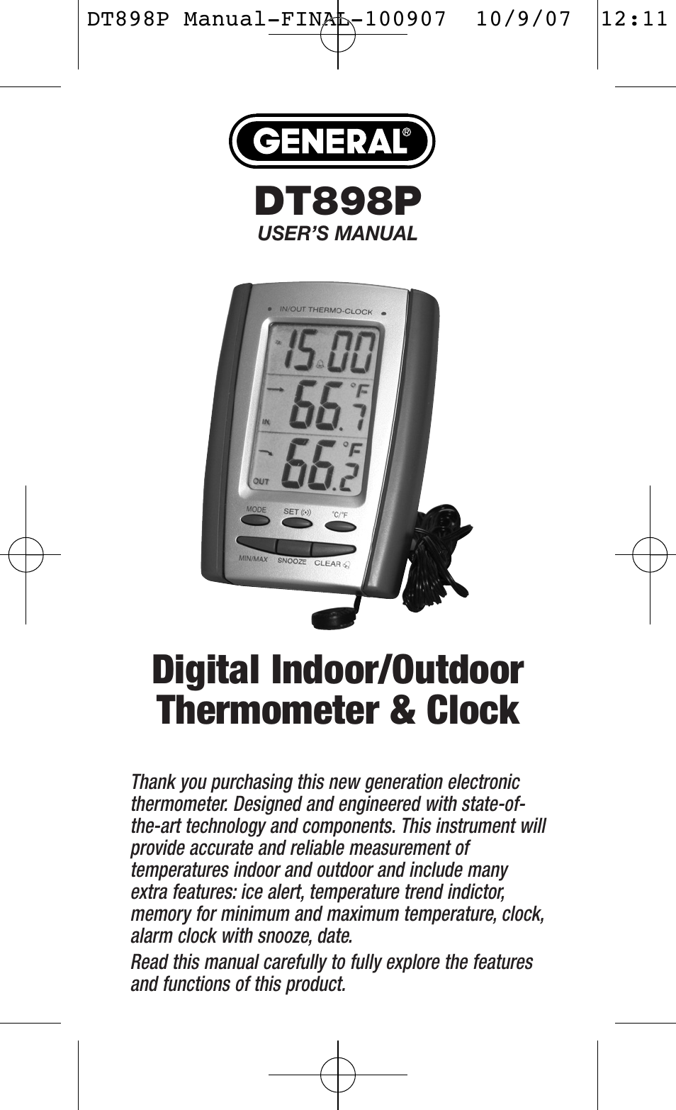 General Tools and Instruments DT898P User Manual | 12 pages