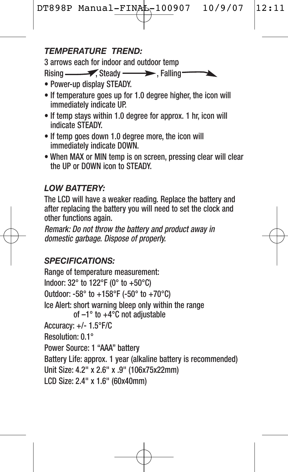 General Tools and Instruments DT898P User Manual | Page 3 / 12