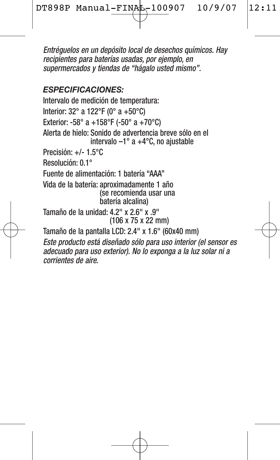 General Tools and Instruments DT898P User Manual | Page 9 / 12