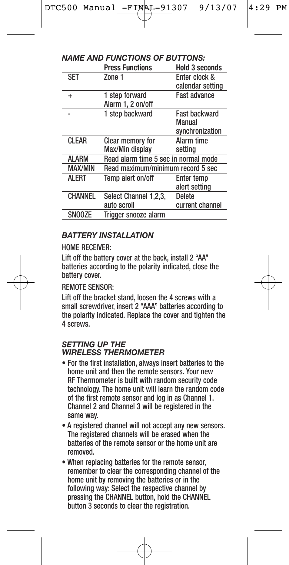 General Tools and Instruments DTC500 User Manual | Page 2 / 16