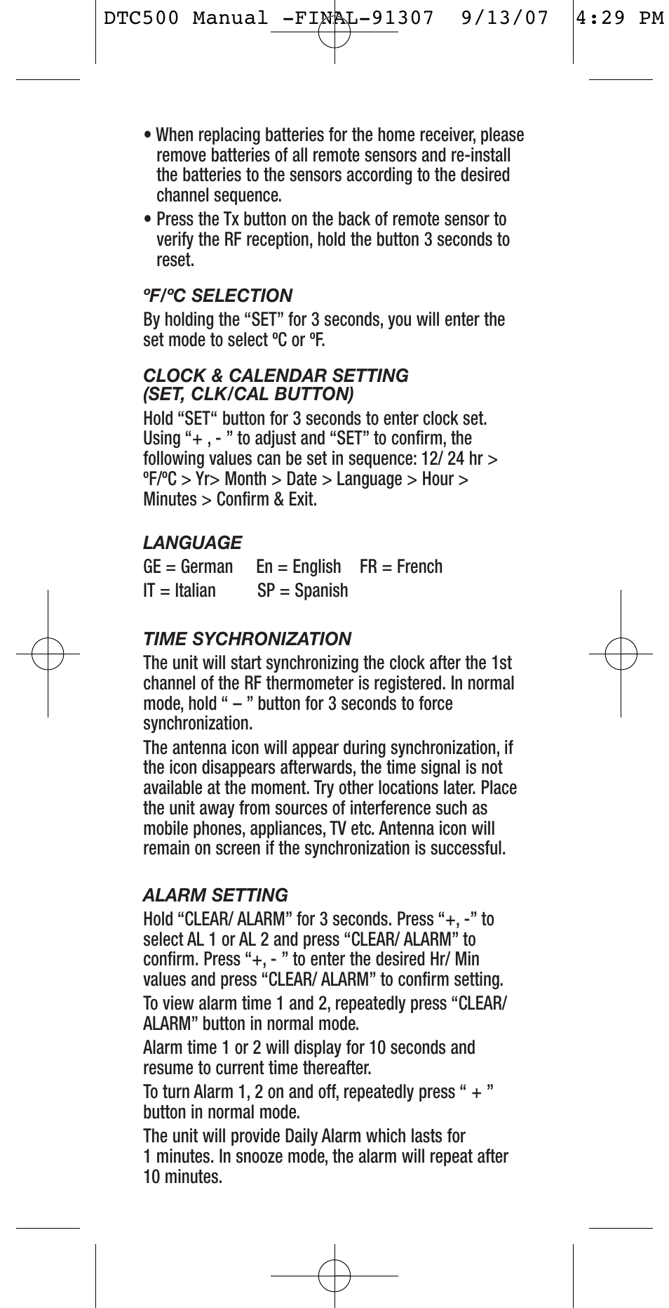 General Tools and Instruments DTC500 User Manual | Page 3 / 16