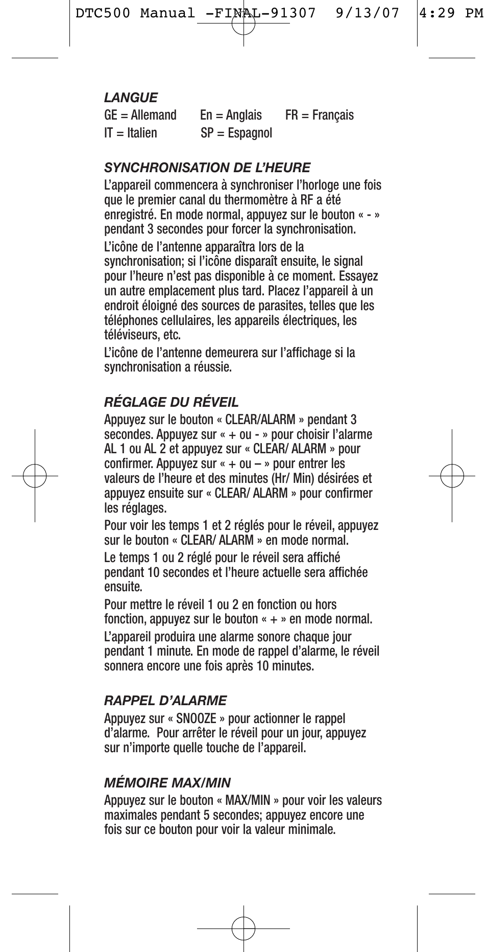 General Tools and Instruments DTC500 User Manual | Page 8 / 16