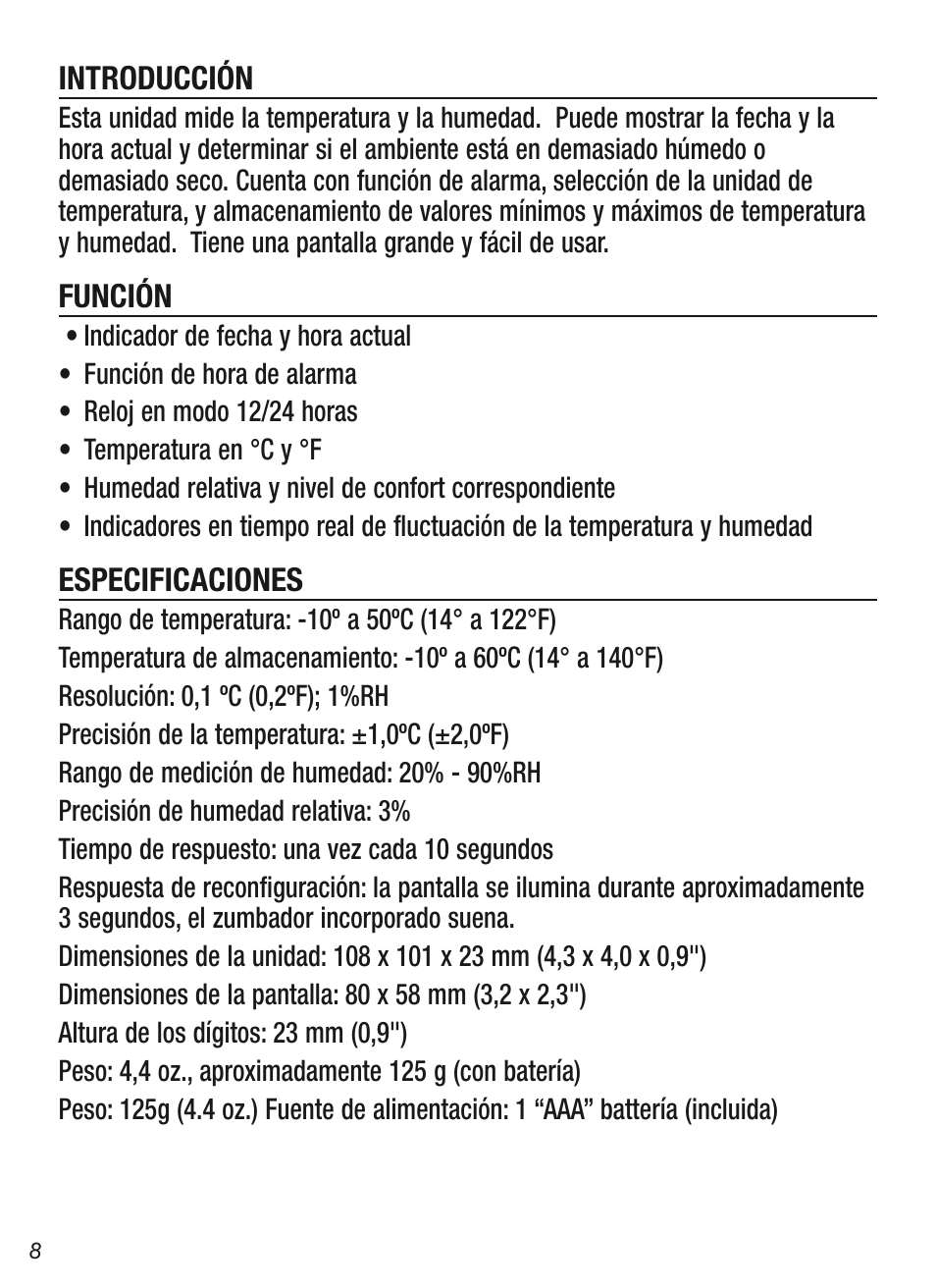 General Tools and Instruments DTH03A User Manual | Page 8 / 20