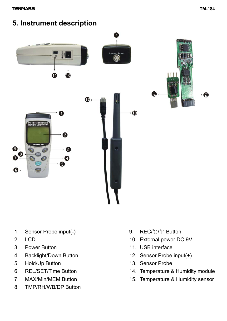 Instrument description | General Tools and Instruments DTH184DL User Manual | Page 7 / 20