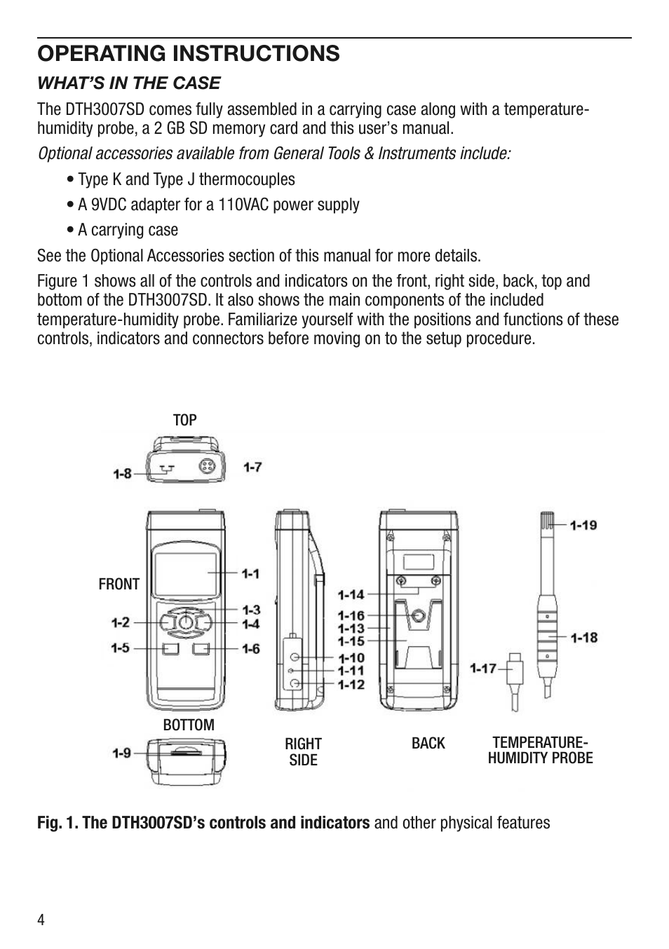 Operating instructions | General Tools and Instruments DTH3007SD User Manual | Page 4 / 12