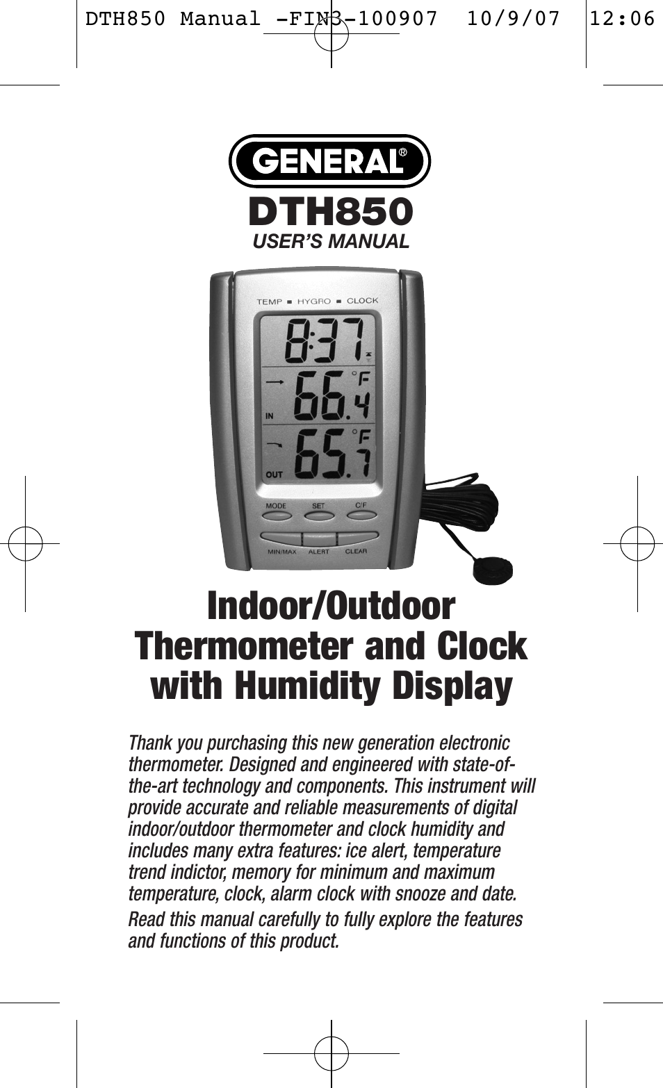 General Tools and Instruments DTH850 User Manual | 16 pages