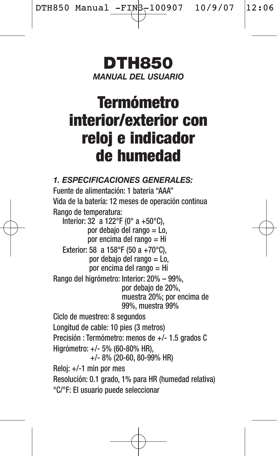 Dth850 | General Tools and Instruments DTH850 User Manual | Page 10 / 16