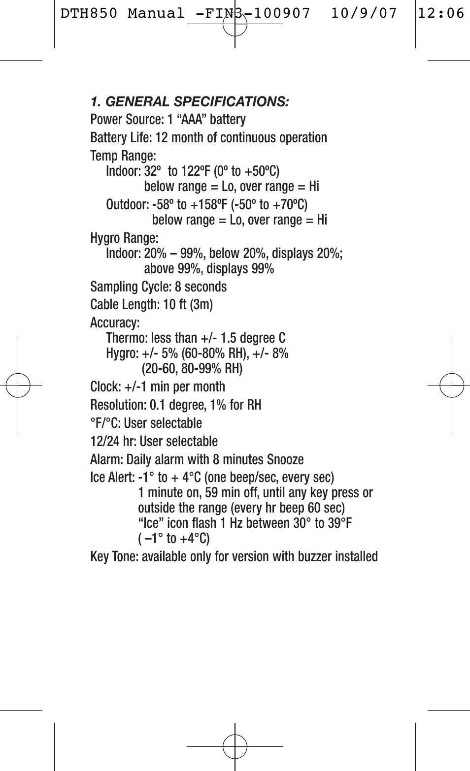 General Tools and Instruments DTH850 User Manual | Page 2 / 16