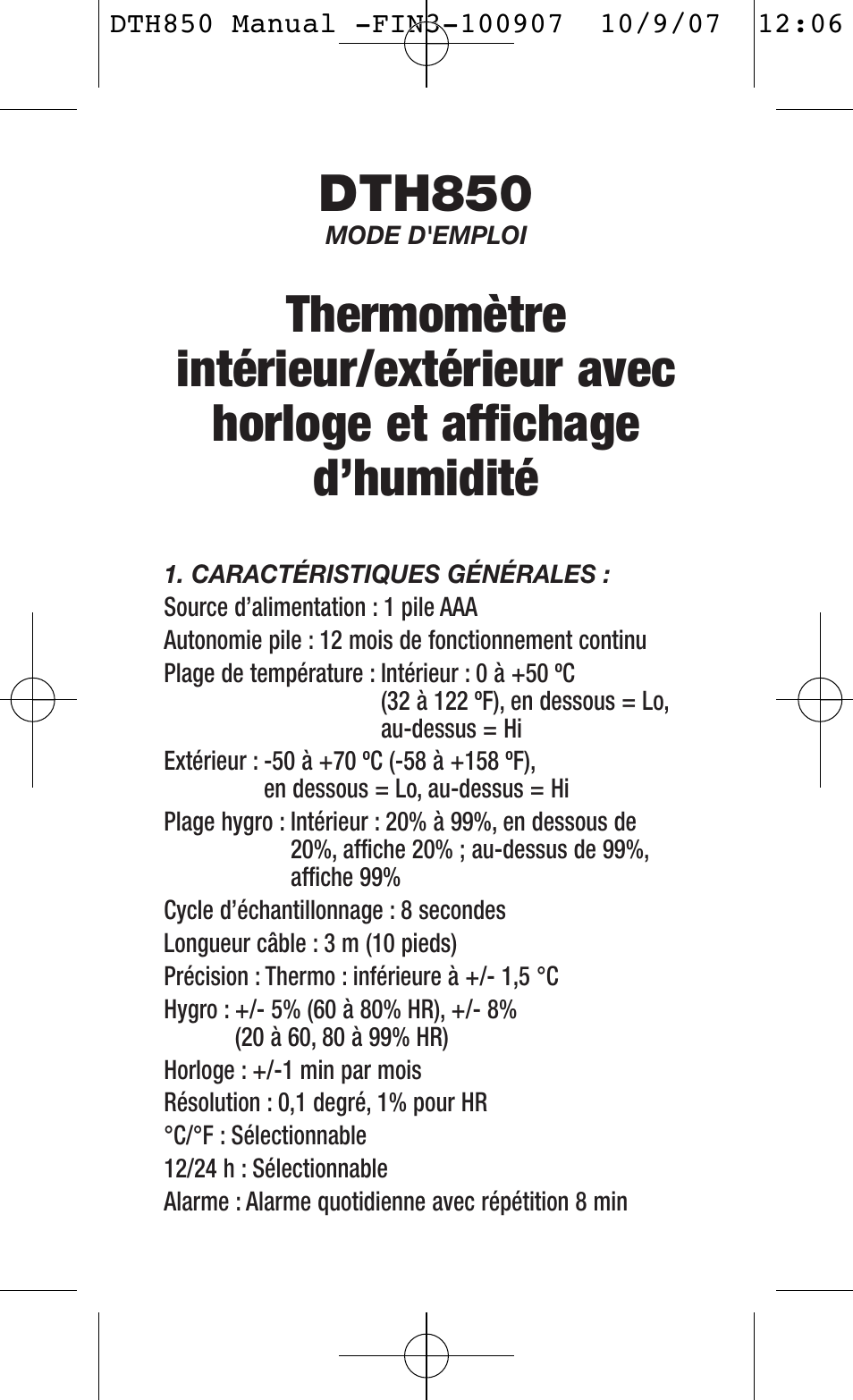 Dth850 | General Tools and Instruments DTH850 User Manual | Page 6 / 16