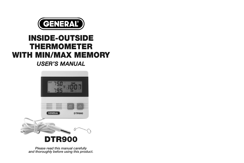 General Tools and Instruments DTR900 v.1 User Manual | 11 pages