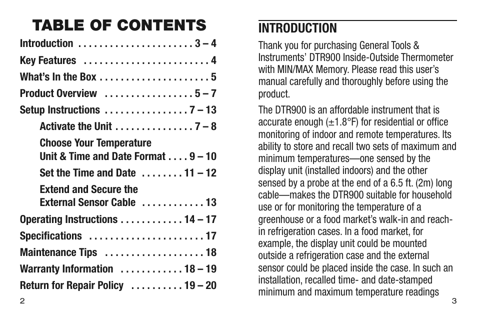 General Tools and Instruments DTR900 v.1 User Manual | Page 2 / 11